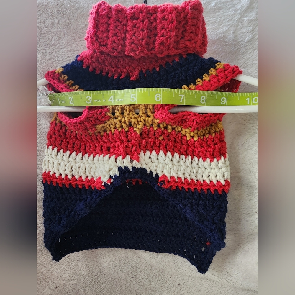 Dog Sweater, Medium Red Stripe Crochet Dog Sweater - Picture 5 of 5